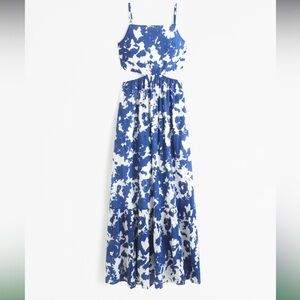 Abercrombie XL blue and white cut out maxi dress, NWT. Open back Square neckline